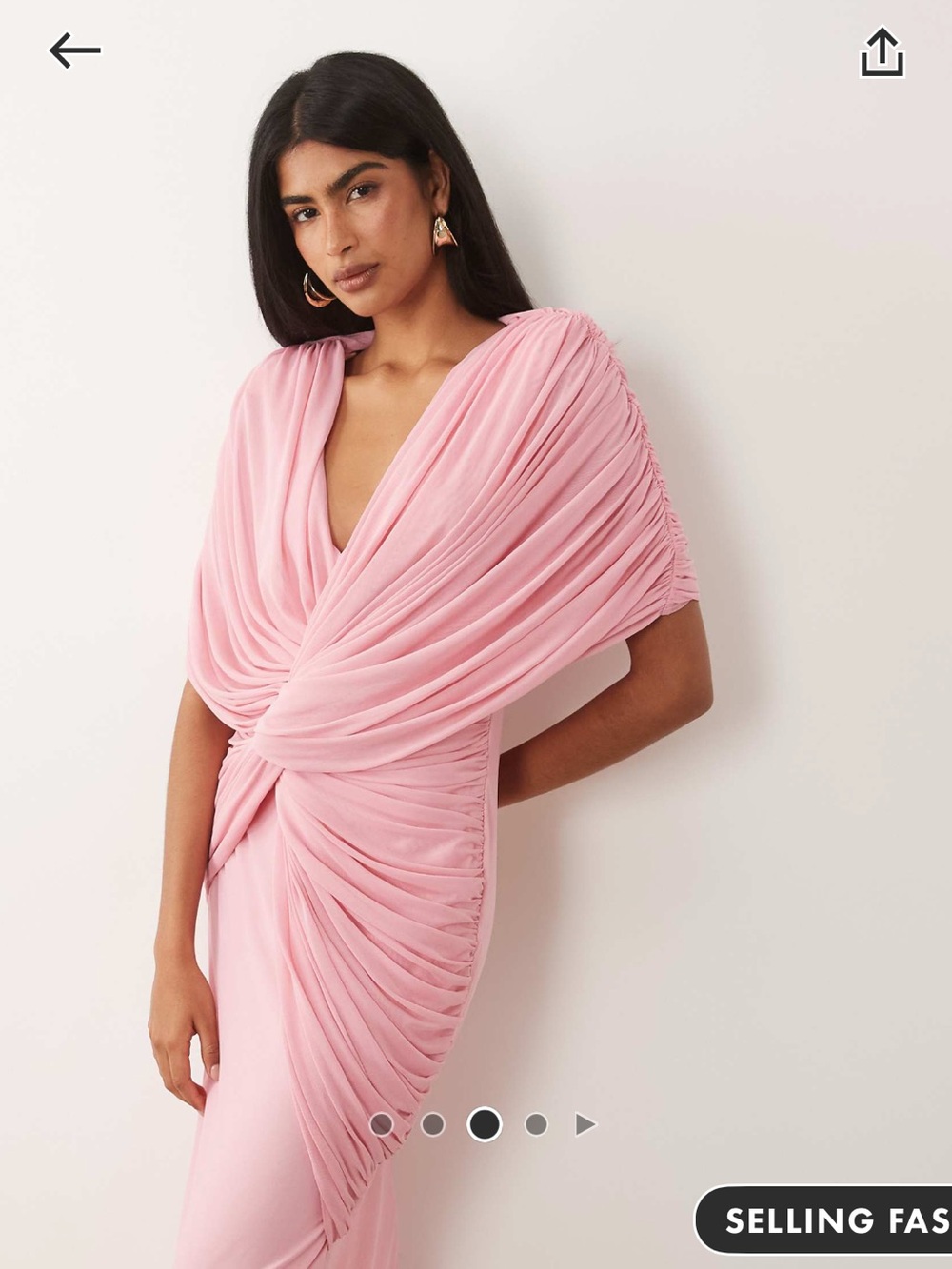 ASOS Elegant Pink Draped V-Neck Evening Dress